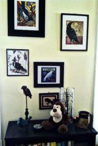 Doug with some of my crow art... He's supposed to be dusting.
